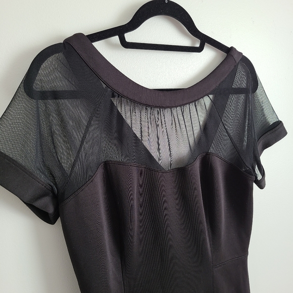 PLUS SIZE Black Illusion Yoke Sheath Dress Size 14 - Picture 2 of 5